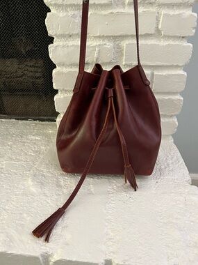 Velvet by Graham & Spencer Burgundy Leather Drawstring Bucket Bag